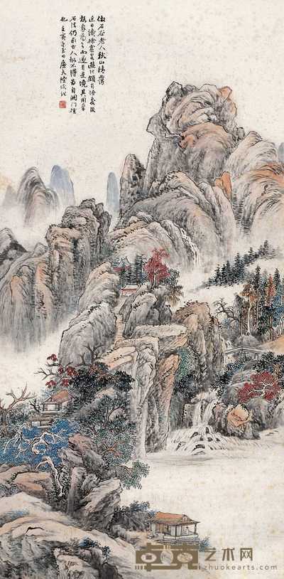 陆恢 1902年作 秋山晴霭 立轴 133×65cm